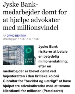 Jyske bank dømt for at hjælpe advokater med million svindel